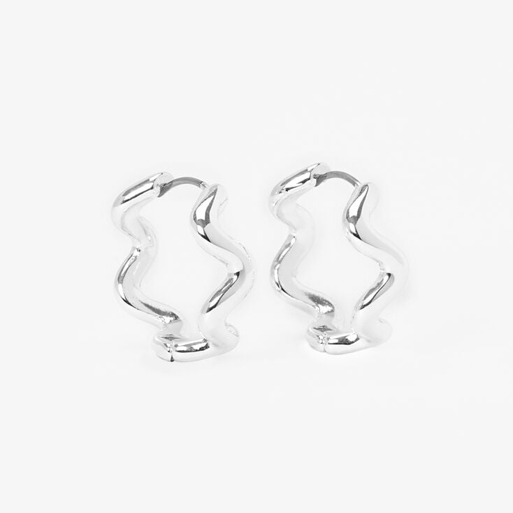 Silver Squiggle Zig Zag 20MM Hoop Earrings,