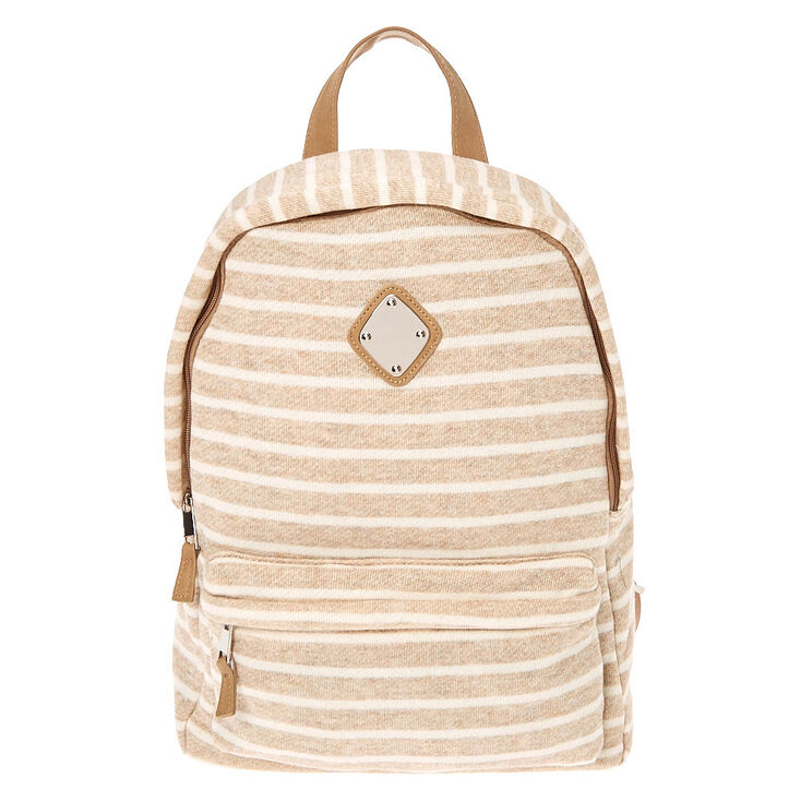 Neutral Striped Backpack - Tan,