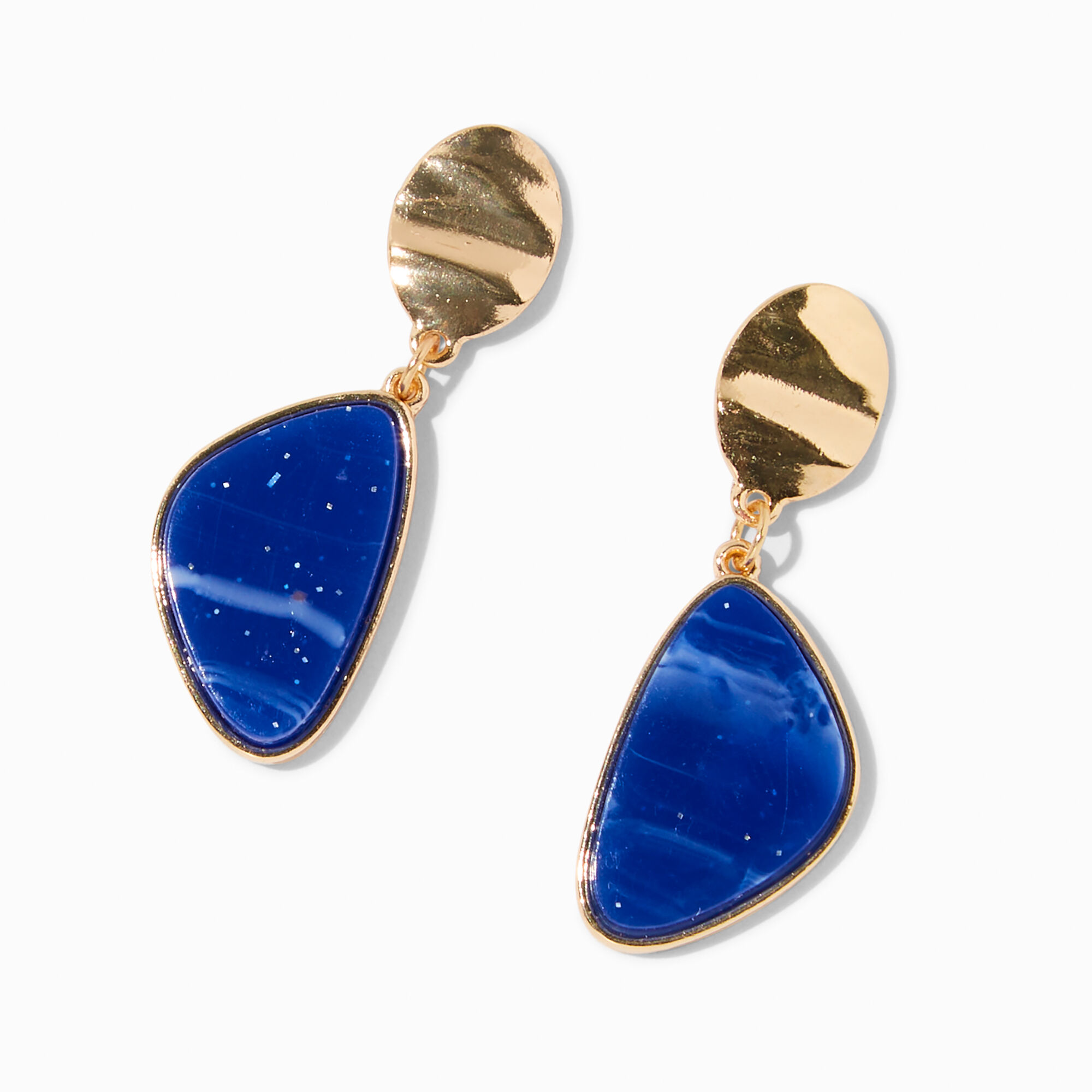 View Claires GoldTone Lapis Disc 15 Drop Earrings Blue information