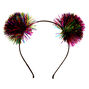 Rainbow Tinsel Pom Pom Ears Headband,