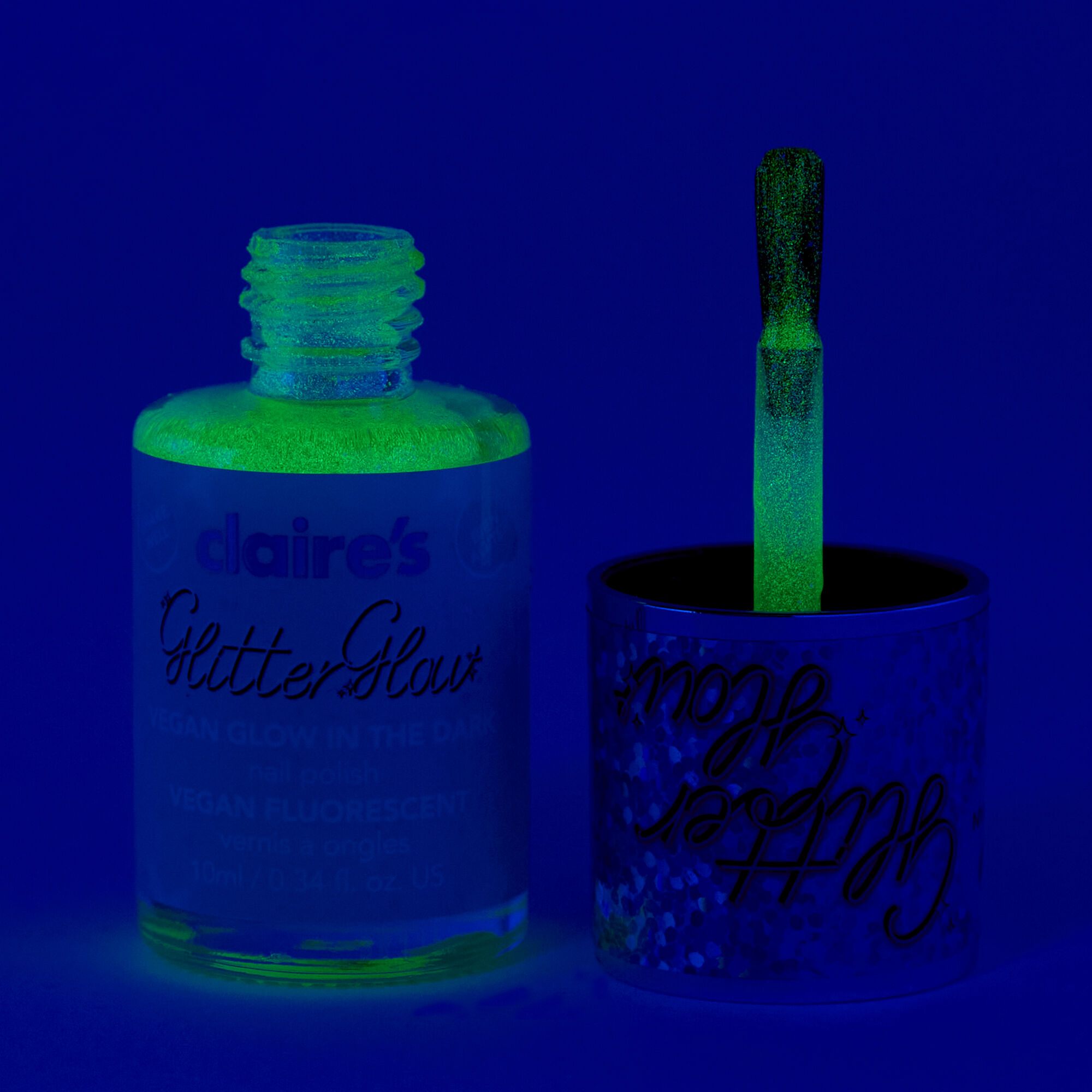 Glitter Glow Vegan Glow in The Dark Nail Polish Glacial Glow Claire s US