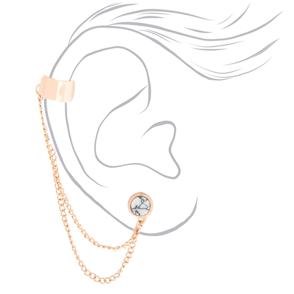 Rose Gold & Marble Connector Earrings,