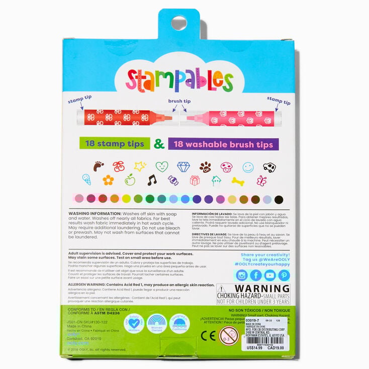 ooly&reg; Stampables Double-Ended Brush &amp; Stamp Markers - 18 Pack,