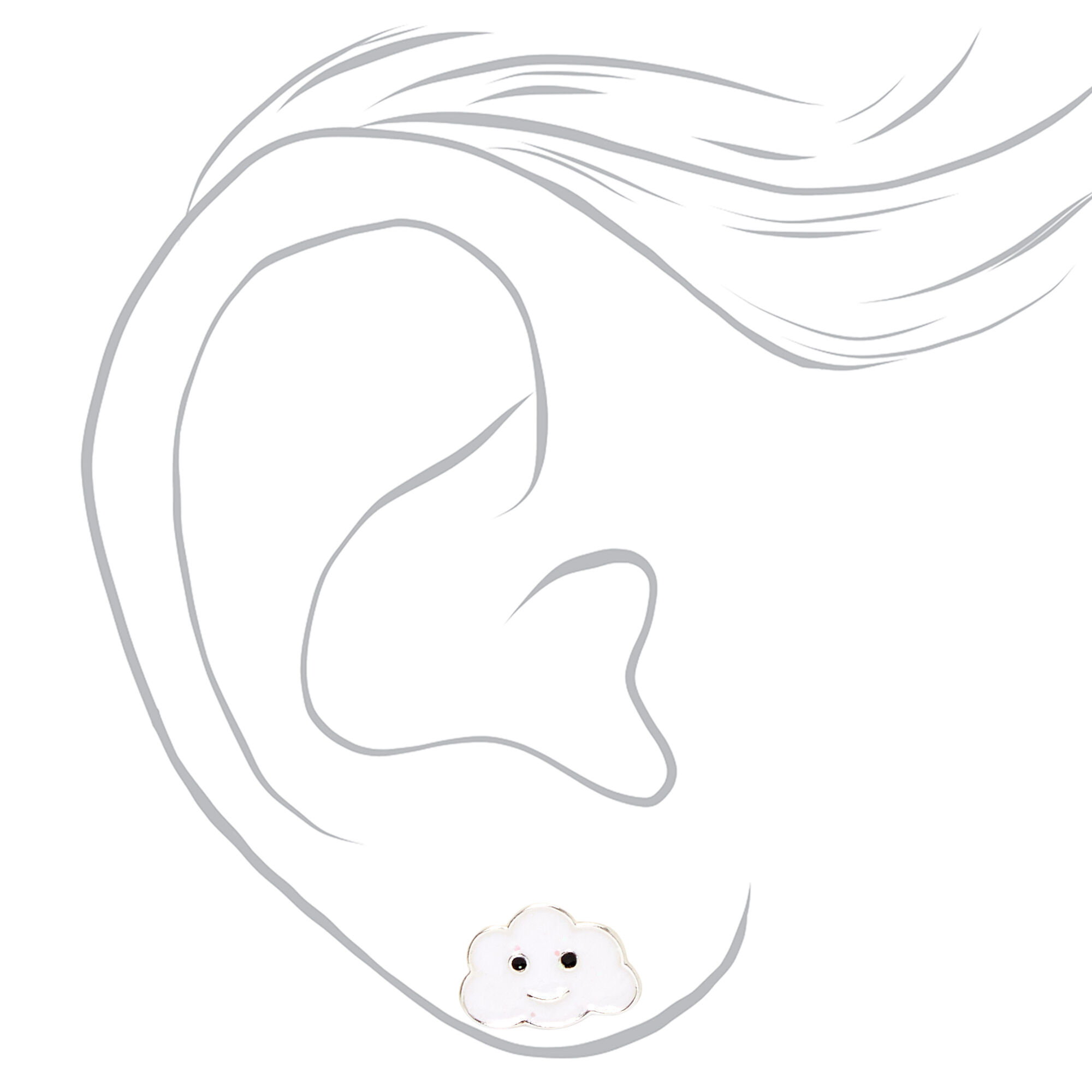 Silver Glitter Cloud Stud Earrings - White,