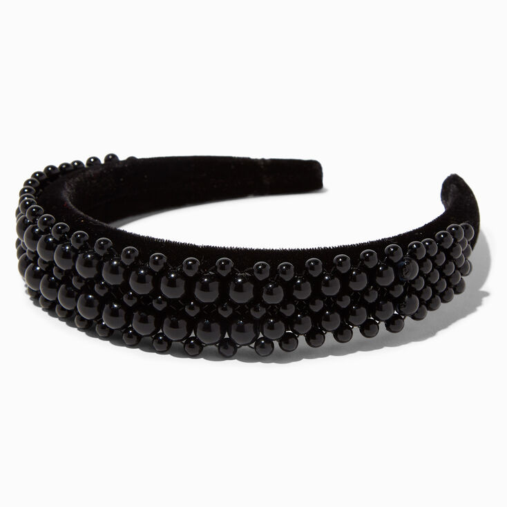 Black Puffy Beads Headband,