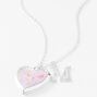 Claire&#39;s Club Glitter Unicorn Initial Locket Necklace - Pink, M,