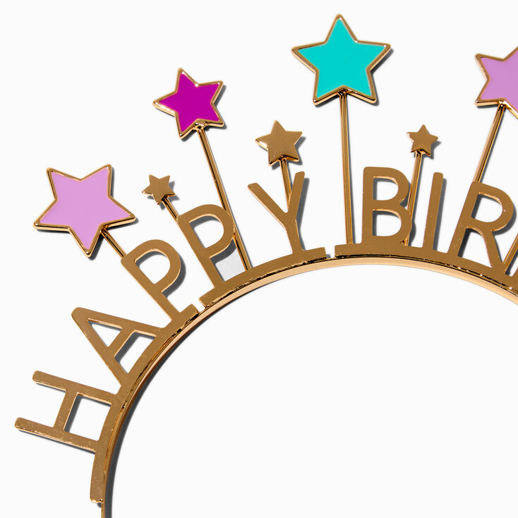 &quot;Happy Birthday&quot; Star Gold-tone Headband,