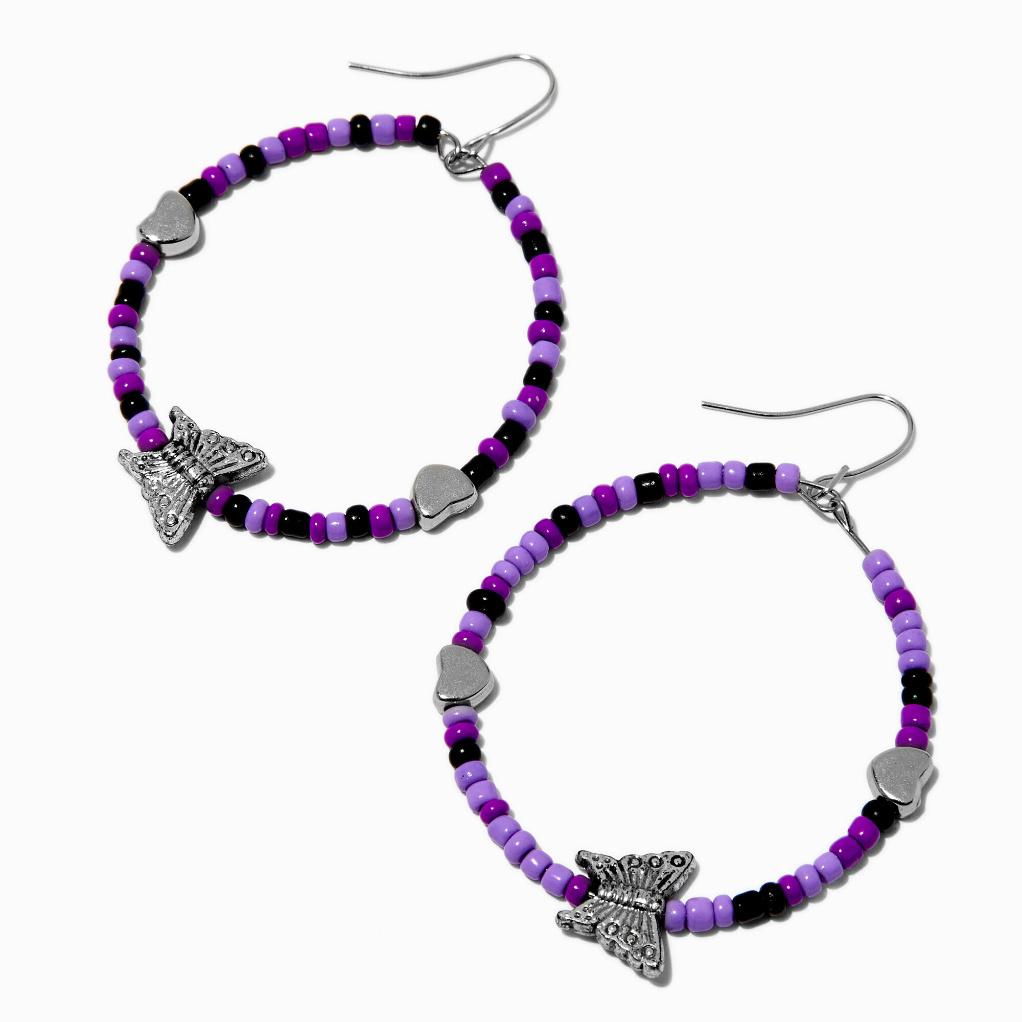 View Claires Butterfly Friendship Bracelet 2 Drop Earrings Purple information