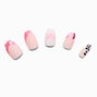 Trendy Pink Checkered Coffin Vegan Faux Nail Set &#40;24 Pack&#41;,