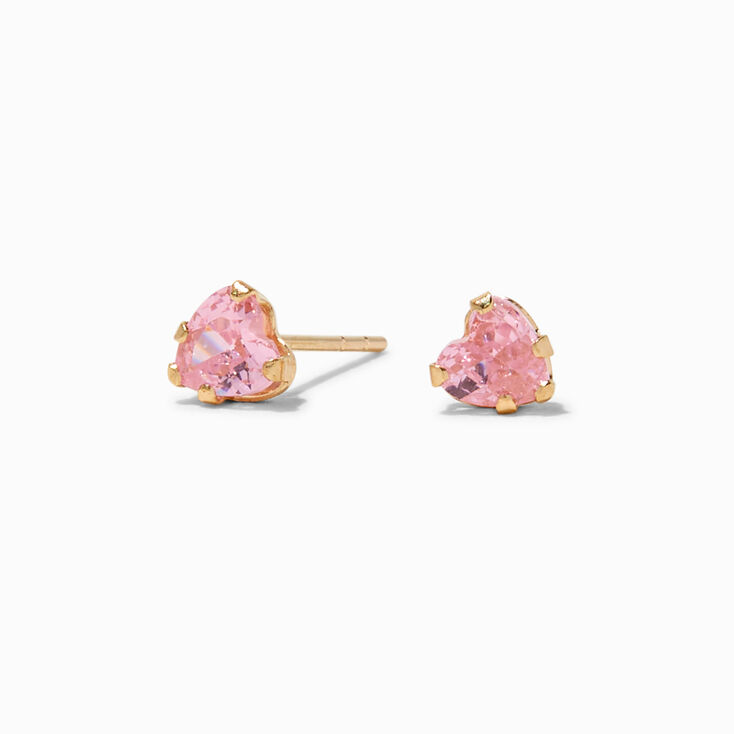 Heart Shaped Yellow Gold Stud Earrings