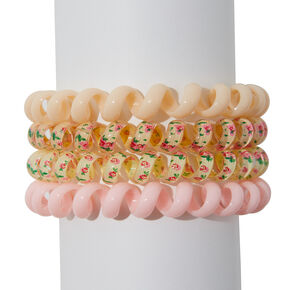 Rose Print Spiral Hair Ties - 4 Pack,