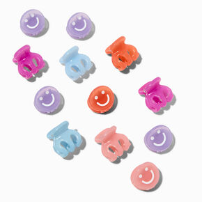 Pastel Happy Face Mixed Mini Hair Claws - 12 Pack,
