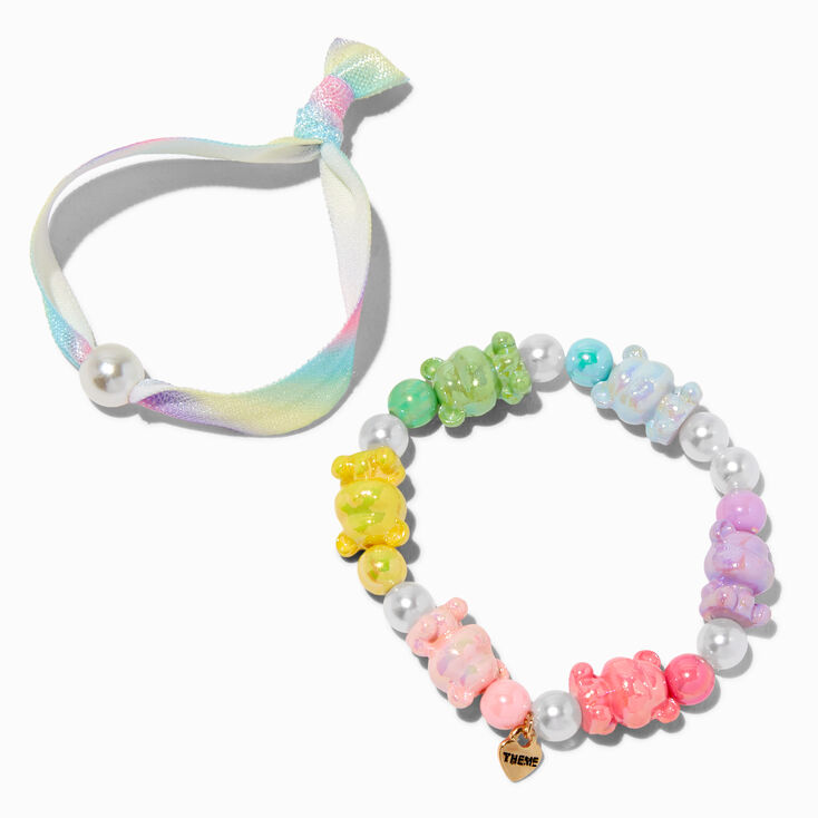 T H E M E x Claire&#39;s Beaded Teddy Bear Bracelet Set - 2 Pack,
