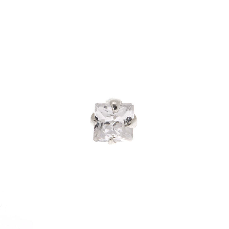 Clou d&#39;oreille arri&egrave;re plat pour piercing tragus strass 1,2&nbsp;mm couleur argent&eacute;e,