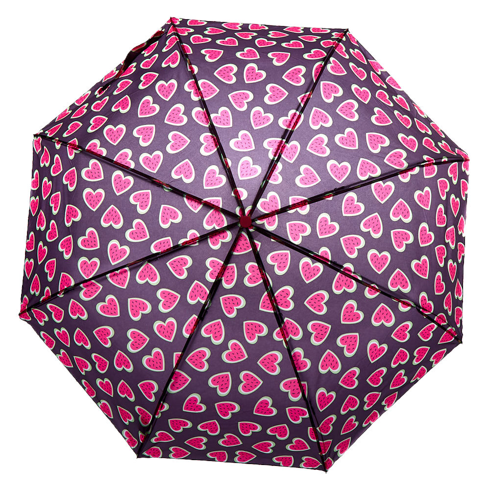 Watermelon Hearts Umbrella - Black,
