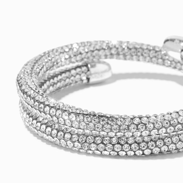 Silver-tone Pav&eacute; Crystal Coil Wrap Bracelet,
