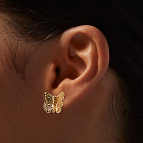 Gold-tone Filigree Butterfly Stud Earrings,