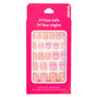 Floral Chevron Square Press On Faux Nail Set - Pink, 24 Pack,