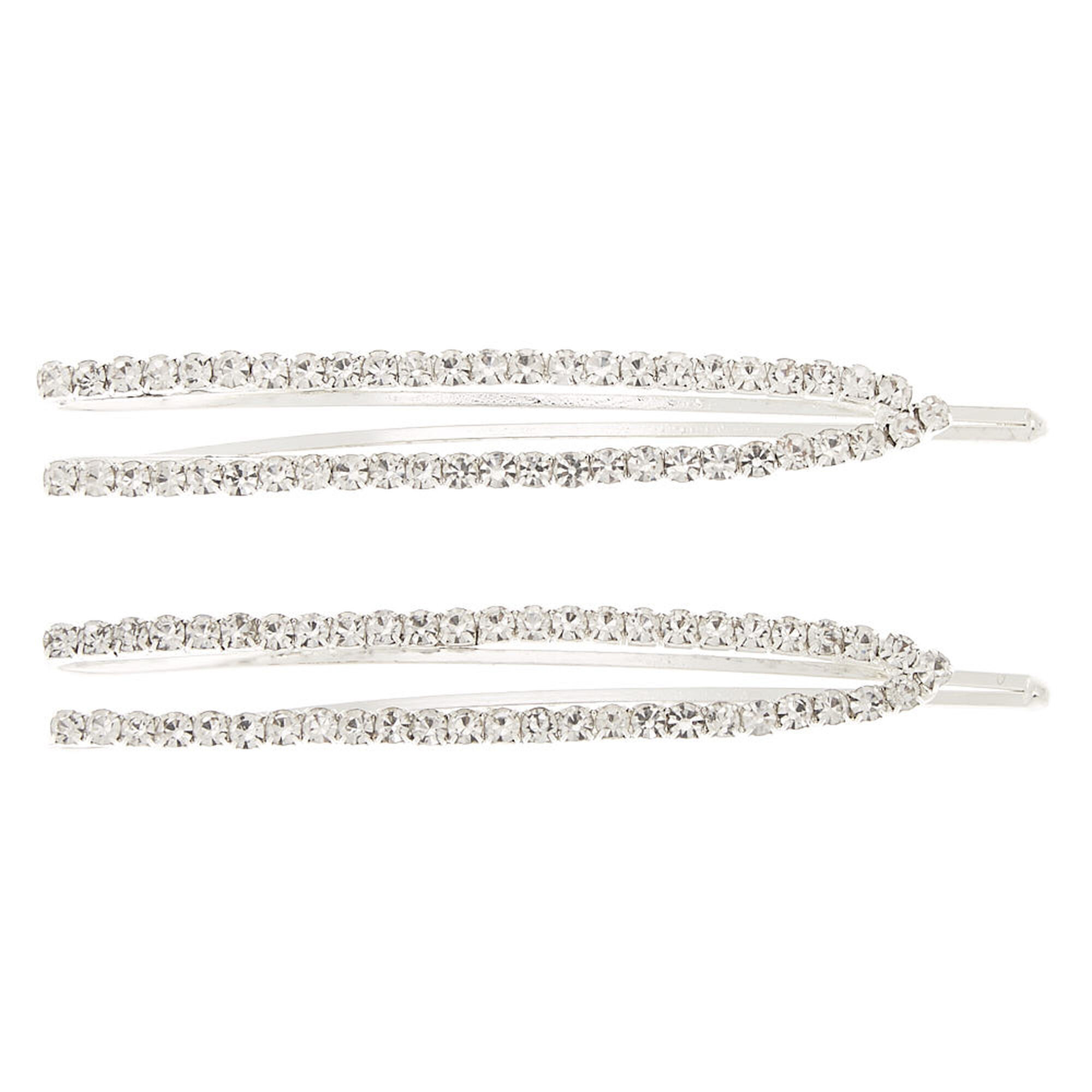 Silver Rhinestone Open Hair Pins - 2 Pack,