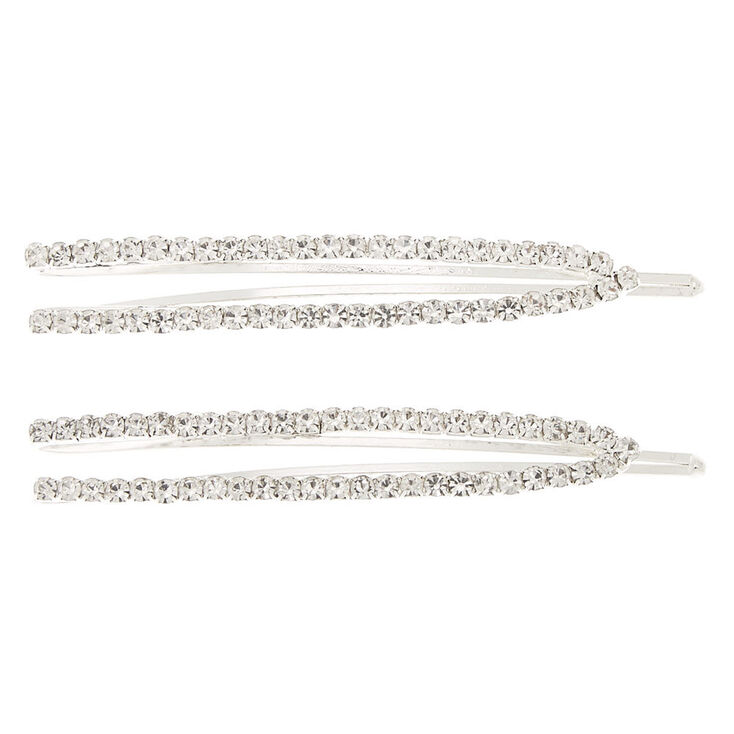 Silver Rhinestone Open Hair Pins - 2 Pack,