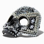 Embellished Gemstone &amp; Pearl Black Skull Mask,