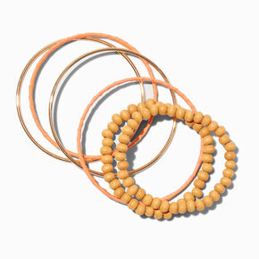 Orange Raffia Wrapped Bangle Bracelets - 6 Pack,