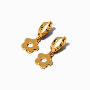 C LUXE by Claire&#39;s 18kt Gold Plated Daisy Huggie Hoop Earrings,