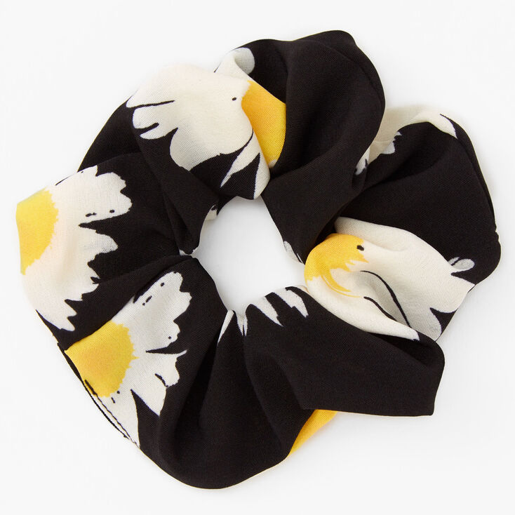 Small Black Daisy Scrunchie,