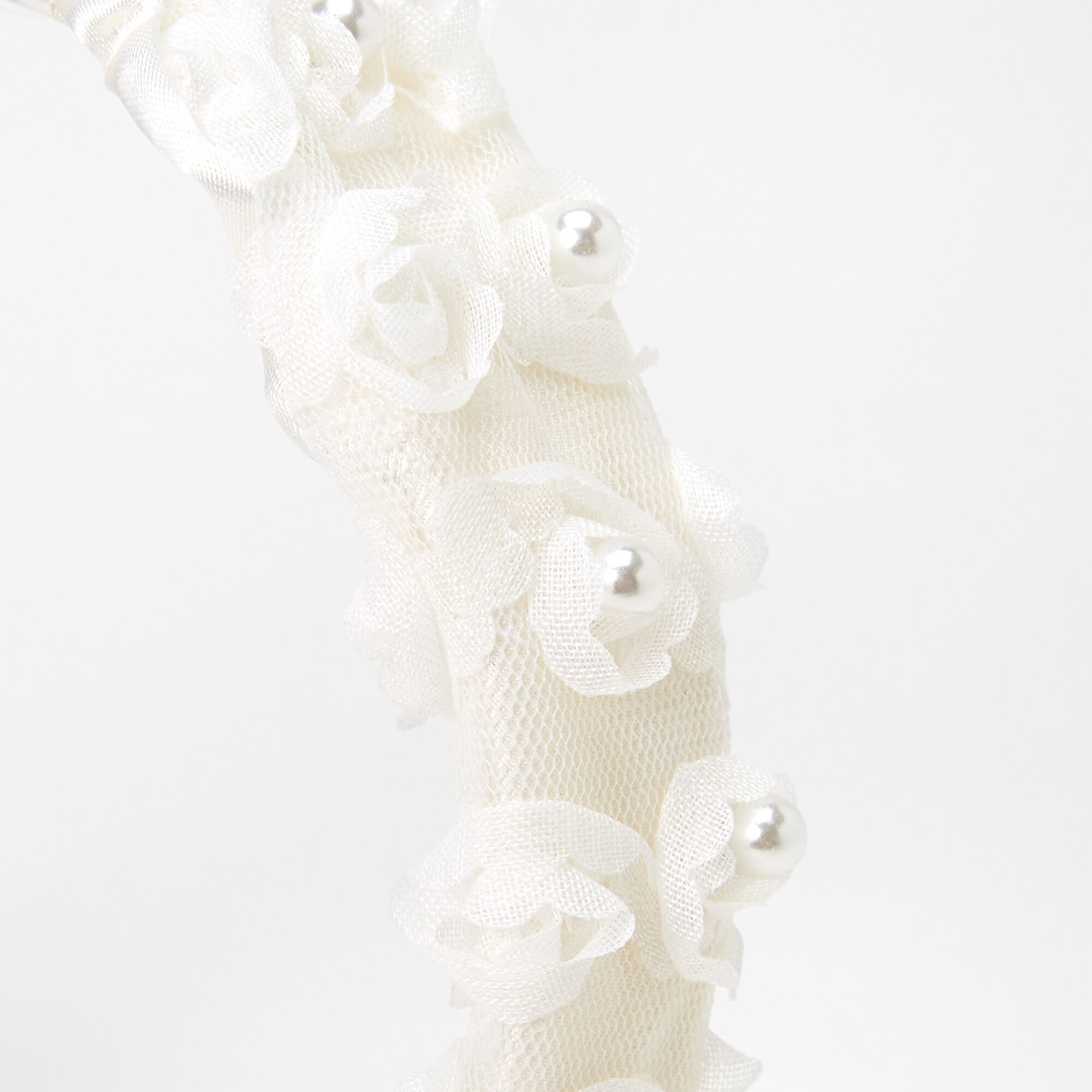 Claire's Club Floral Chiffon Headband - White,