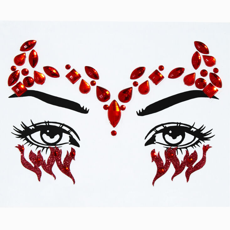 Red Devil Glitter &amp; Gemstone Face Stickers,