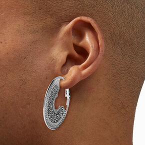 Silver-tone 40MM Delicate Filigree Hoop Earrings,