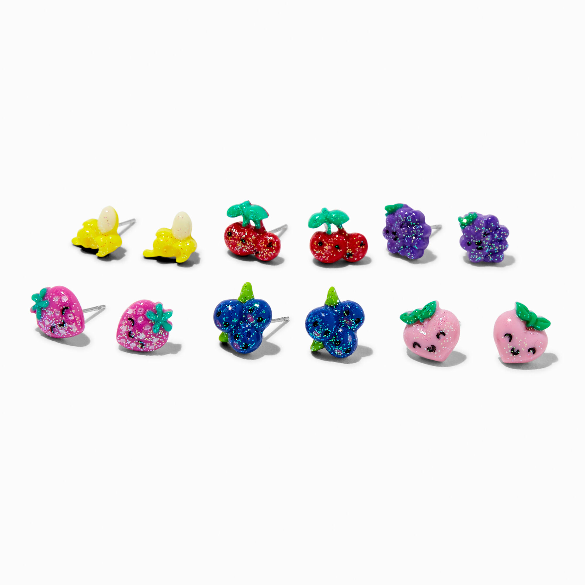 View Claires Fresh Fruit Glitter Stud Earrings 6 Pack information