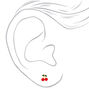 Sterling Silver Gold Cherry Stud Earrings - Red,