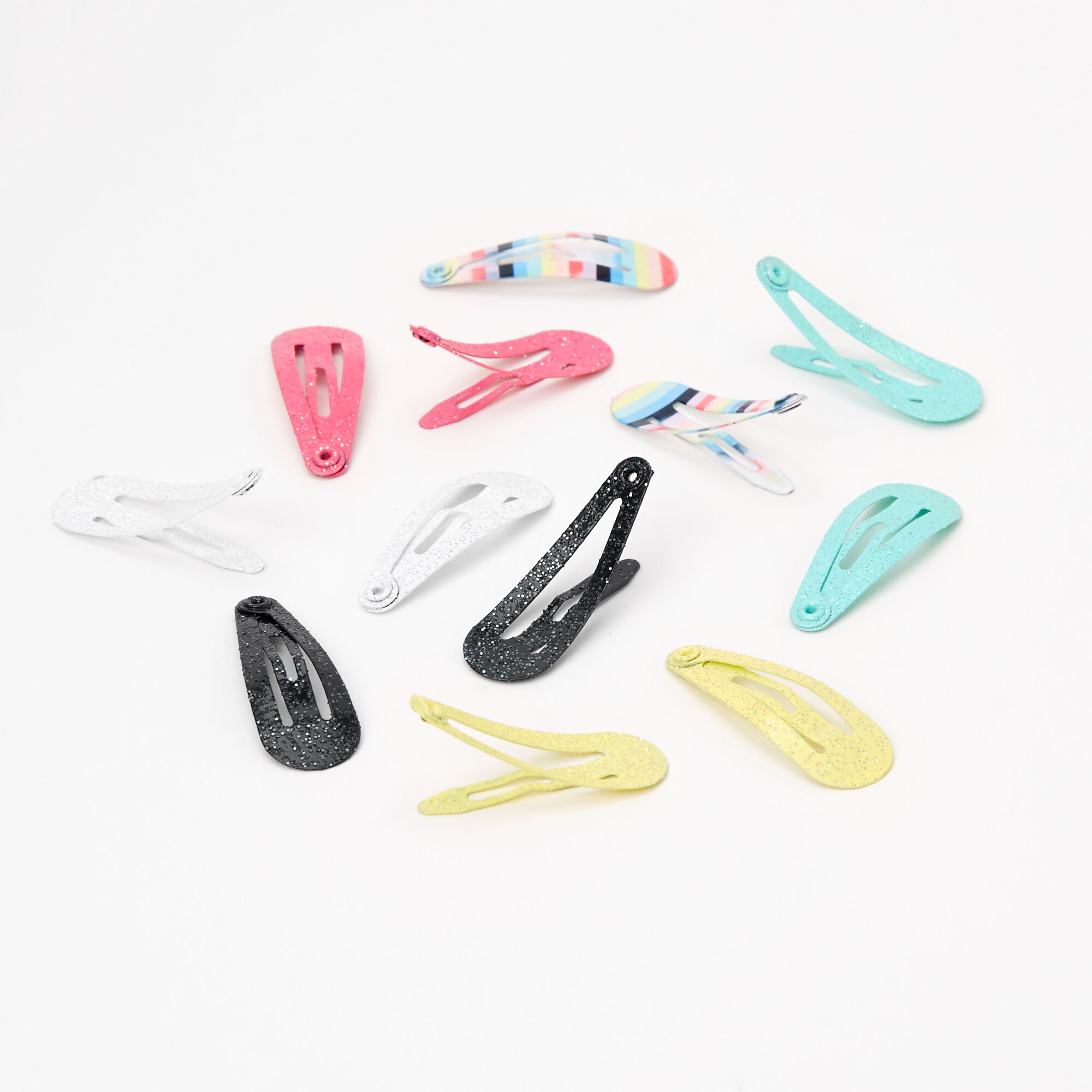 Claire's Club Multicolor Glitter Snap Hair Clips - 12 Pack,