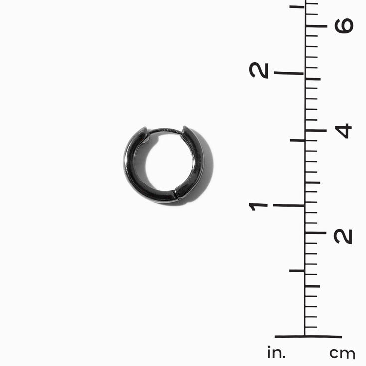 Hematite 15mm Huggie Hoop Earrings,
