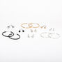 Mixed Metal 20MM Stud Crystal &amp; Hoop Earrings - 9 Pack,