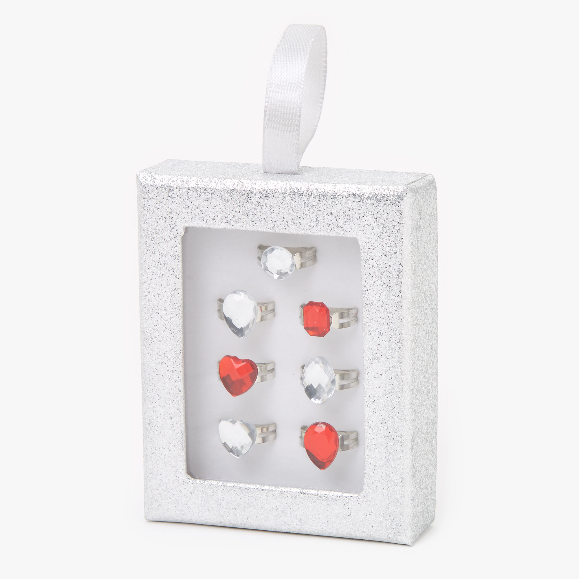 Claire's Club Silver Holiday Gemstone Rings - 7 Pack,