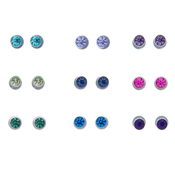 Rainbow Magnetic Stud Earrings - 9 Pack,