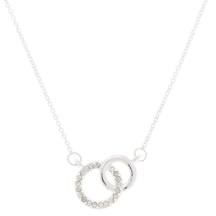 Silver Wedding Rings Pendant Necklace,