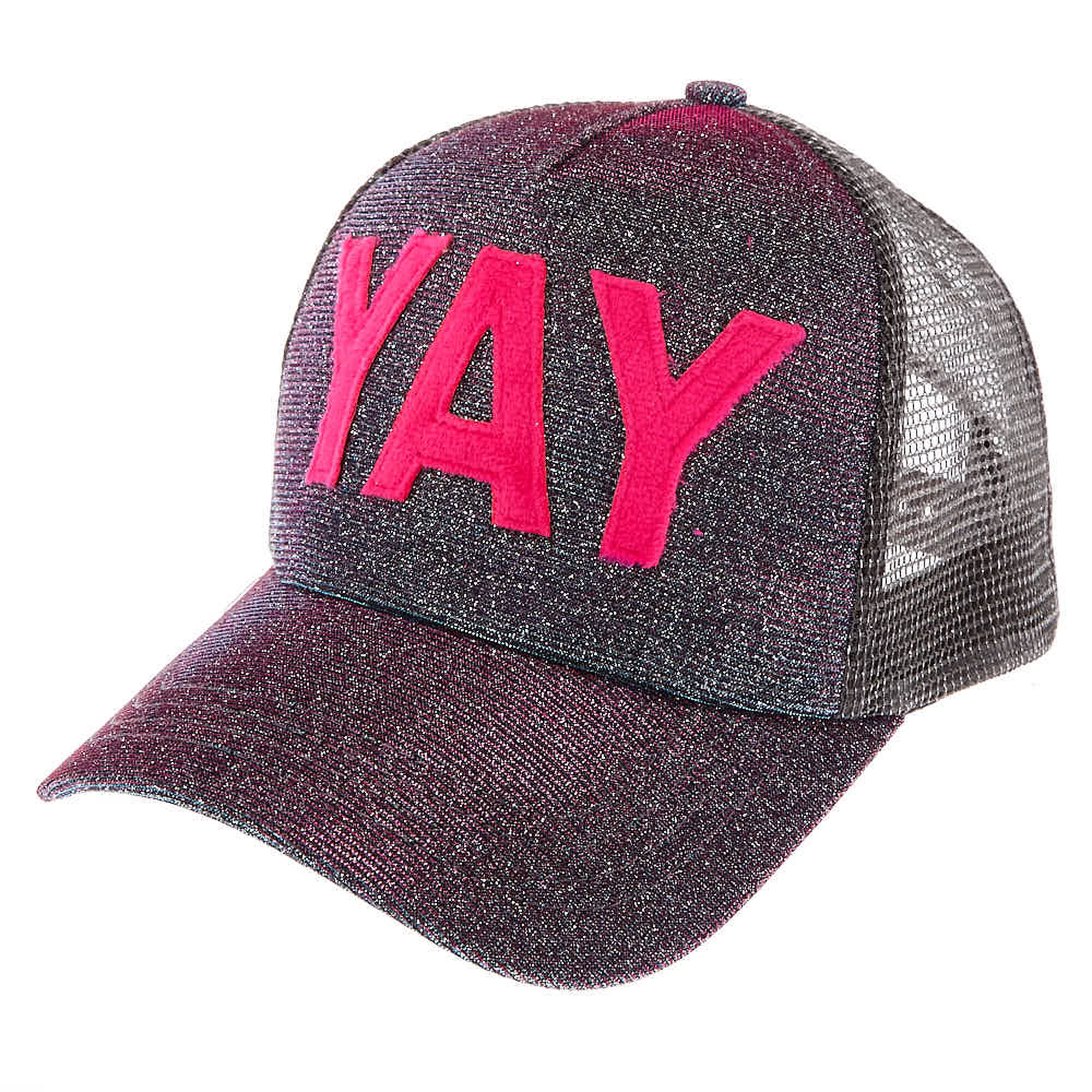 YAY Glitter Trucker Hat Pink Claire's US