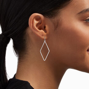 Silver-tone Diamond Outline Drop Earrings,