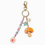 Retro Mushroom &amp; Daisy Beaded Keychain,