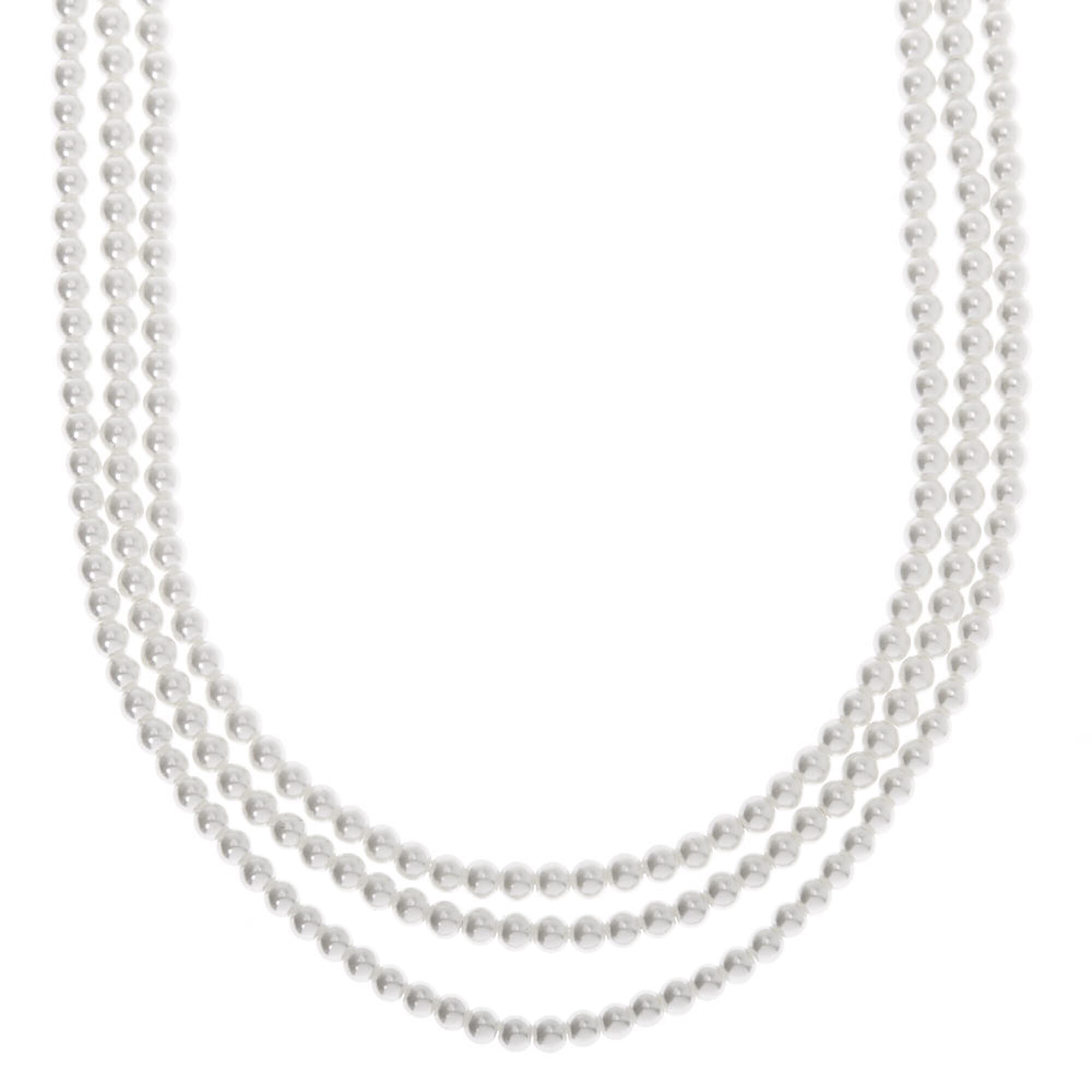 View Claires Pearl Multi Strand Necklace Silver information