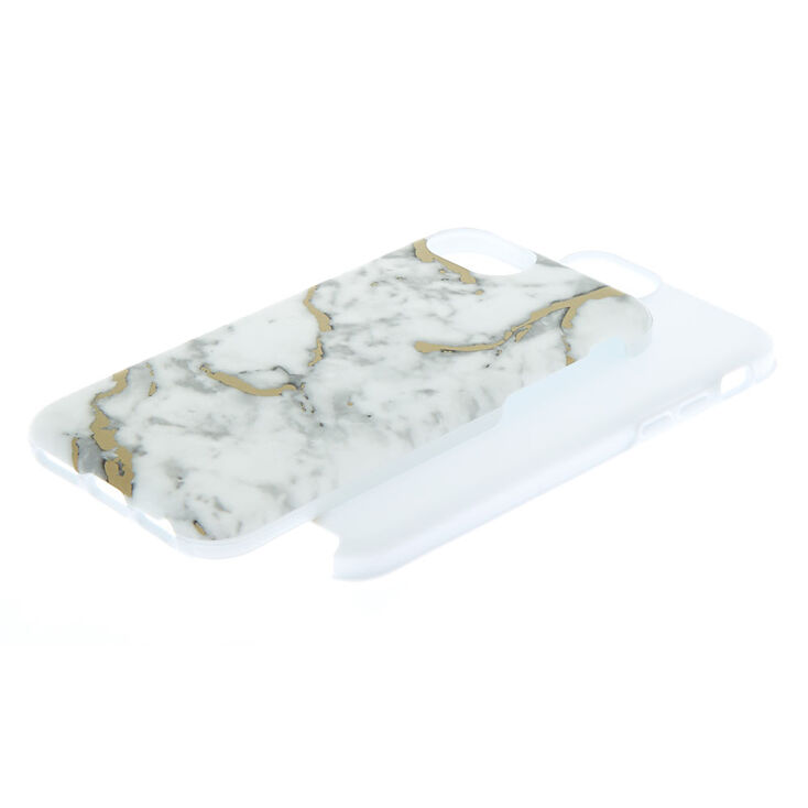 White &amp; Gold Marble Protective Phone Case - Fits iPhone 6/7/8/SE,