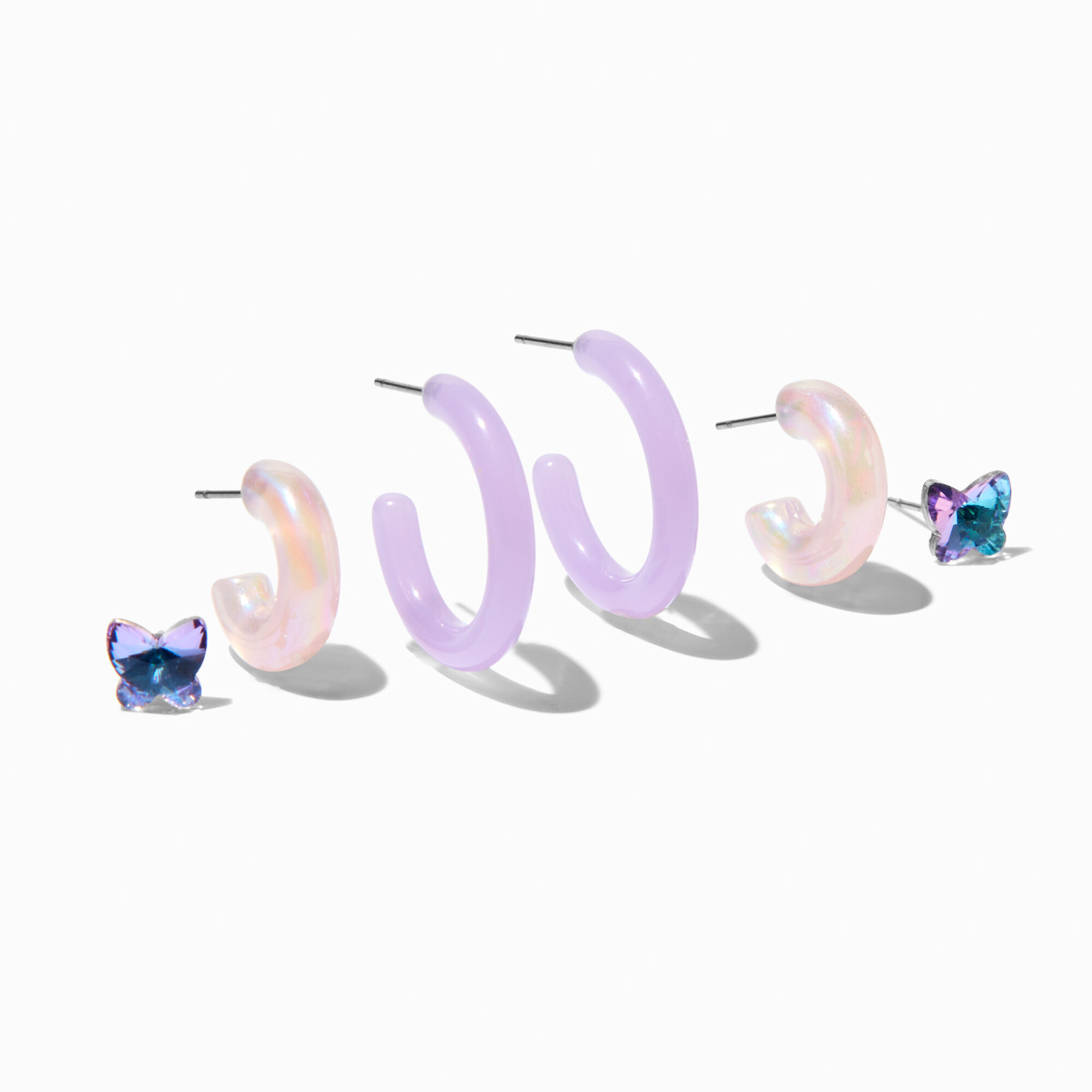 View Claires Hoops Earring Stackables Set 3 Pack Purple information