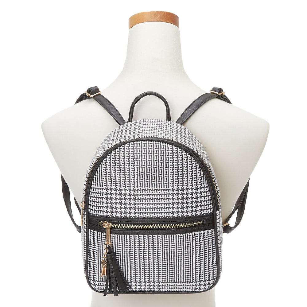Glen Plaid Small Backpack Black Claire s