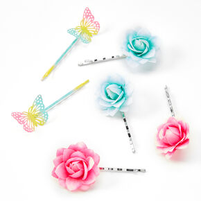 Butterflies &amp; Flowers Hair Pins - 6 Pack,