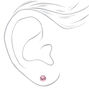 Silver-tone Cubic Zirconia Round Stud Earrings - Pink, 5MM,