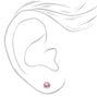 Silver Cubic Zirconia Round Stud Earrings - Pink, 5MM,
