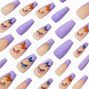 Purple Butterfly French Tip Bling Squareletto Vegan Faux Nail Set - 24 Pack,